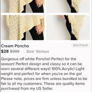 Jackets & Coats - Cream Poncho Jackets & Coats - Cream Poncho